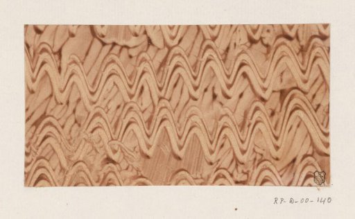 Stiffened paper in reddish-brown with incised wavy lines