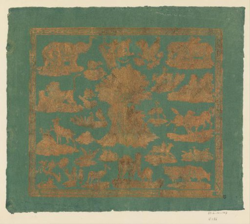Print with Adam and Eve surrounded by animals