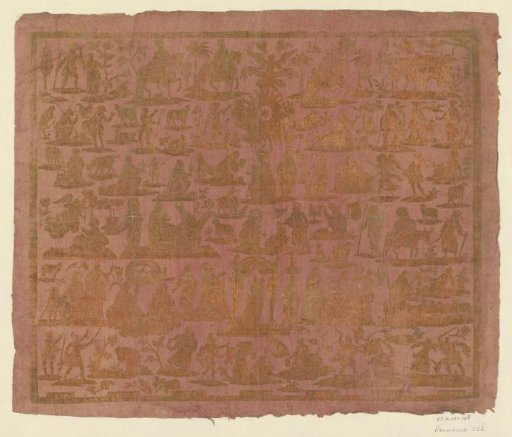 Print with scenes from the childhood of Jesus in six rows