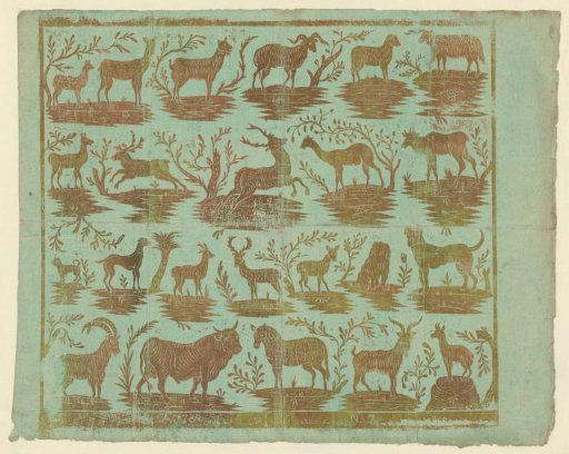 Sheet with 23 animals in four rows
