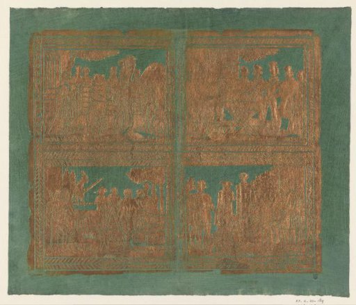 Sheet with four scenes from the circus