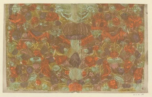 Sheet with Louis XIV ornaments of flowers and fruit