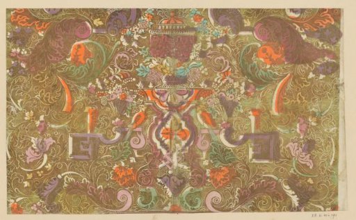 Sheet with Louis XIV ornament, flowers and fruit