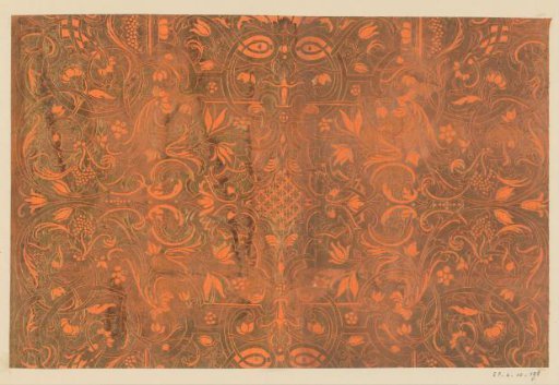 Sheet with Louis XIV ornament, vines with flowers