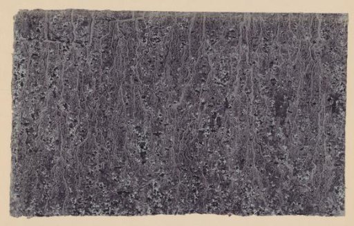 Marbled paper in light and dark purple on light blue paper