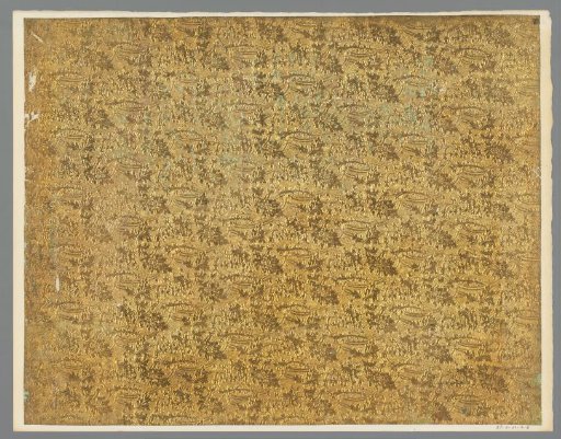 Sheet with pattern of bands with flowers and leaves