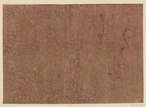 Sheet with scrolls with hunting scenes and animals