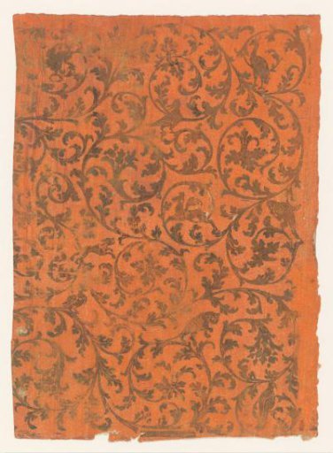 Sheet with scrolls with flowers and animals