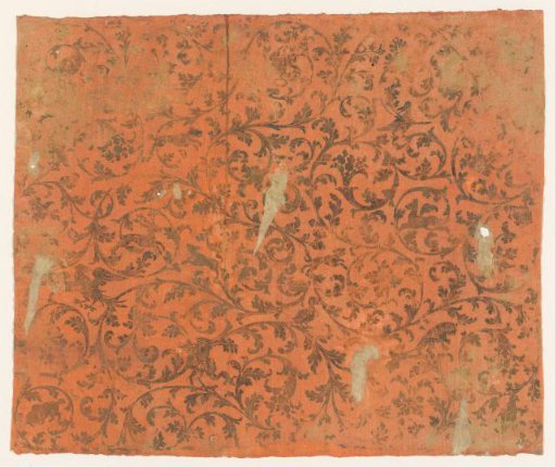Sheet with scrolls with flowers and animals
