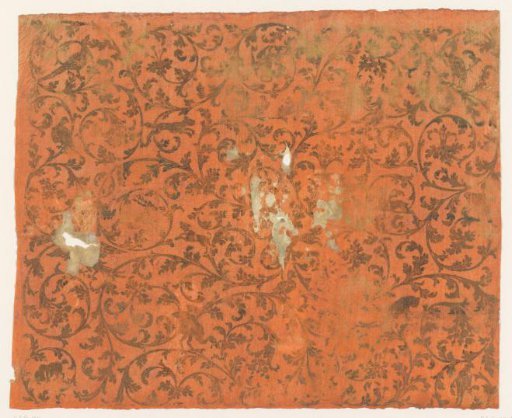 Sheet with scrolls with flowers and animals