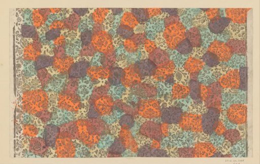 Sheet with scrolls with flowers and fruits and some birds