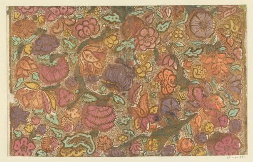 Sheet with flowers and fruits with stippled background