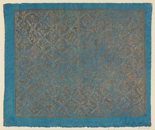 Sheet with diamond pattern of scrolls filled with flowers