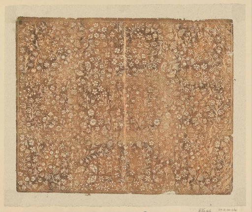 Sheet with scrolls of fruits and flowers