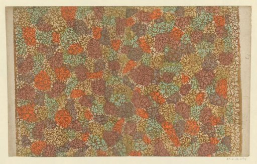 Sheet with scrolls of flowers and fruits
