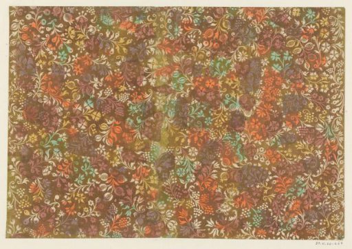 Sheet with scrolls of flowers and fruits