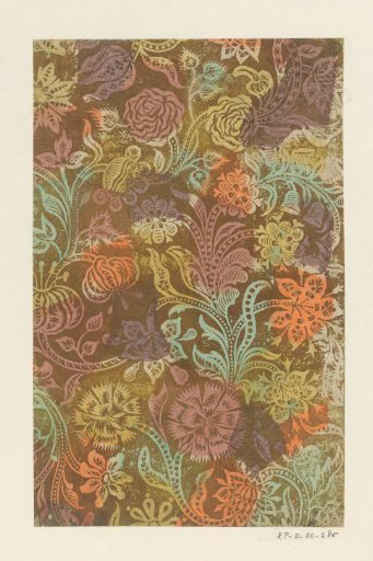 Sheet with scrolls with flowers