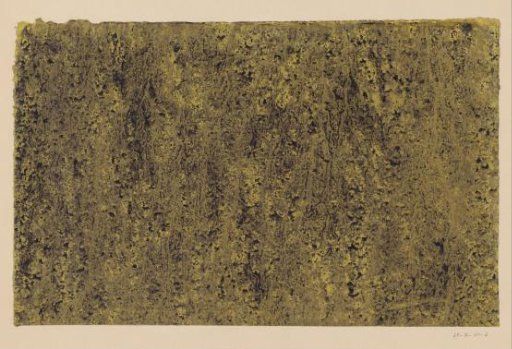 Marbled paper in black on yellow-green paper