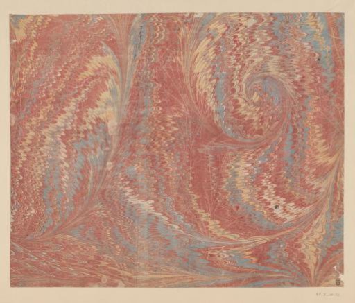 Spiral comb marble in red, yellow and blue