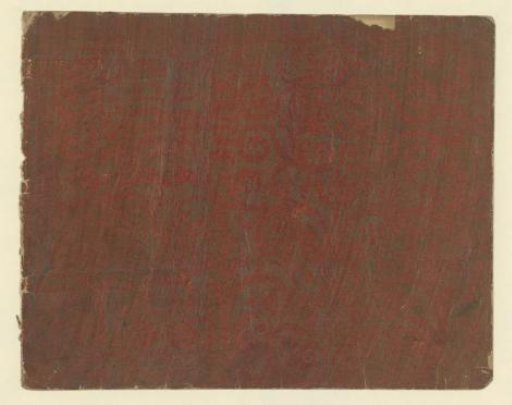 Sheet with scrolls with flowers and fruit, stippled