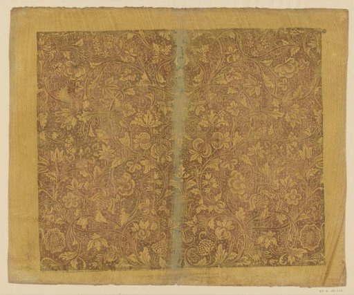 Sheet with scrolls with flowers and fruit