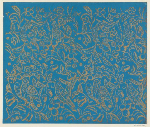 Sheet with various birds with flowers and fruit