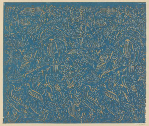 Sheet with various birds with flowers and fruit