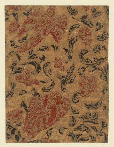 Sheet with two eagles and vines with flowers