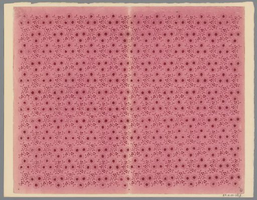 Sheet with scatter pattern of flower motif surrounded by twigs with berries