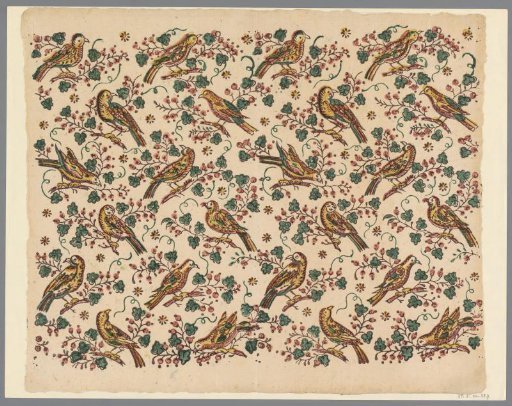 Sheet with birds on a branch with berries