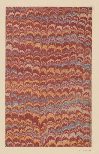 Wavy double comb marble in red, yellow and blue