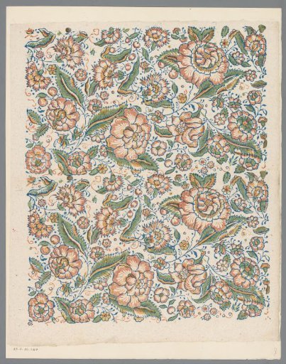 Sheet with regularly arranged flowers with fruit