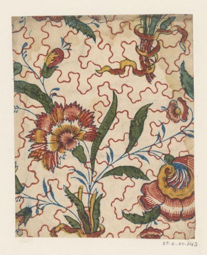 Sheet with flower bouquets with ribbon