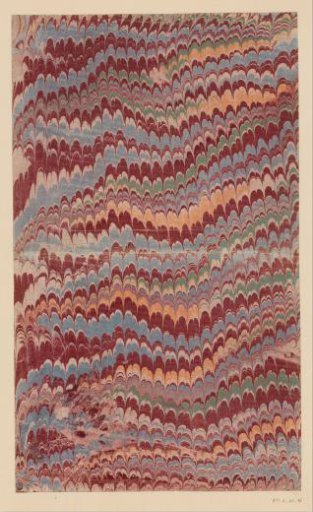 Double comb marble in red, yellow, blue and green with gold on the edge