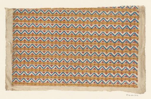 Sheet with a band pattern of a solid band with dots and zigzag motif