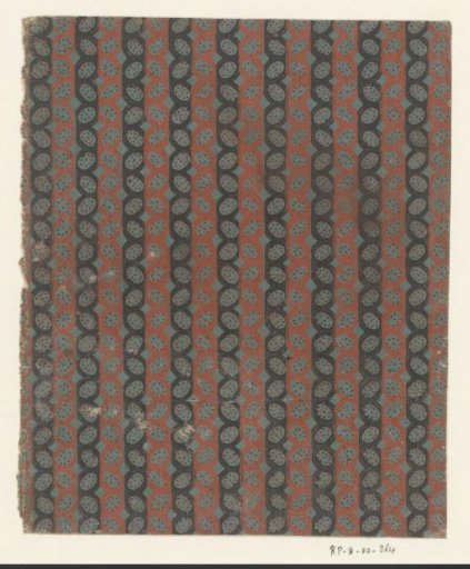 Sheet with a band pattern of alternating colored ovals