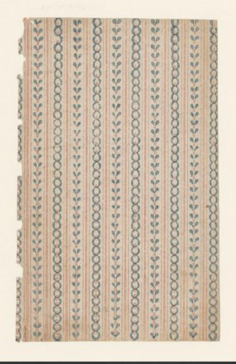 Sheet with a band pattern of three lines and ornamental borders