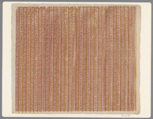 Sheet with a band pattern of meander and ornamental border