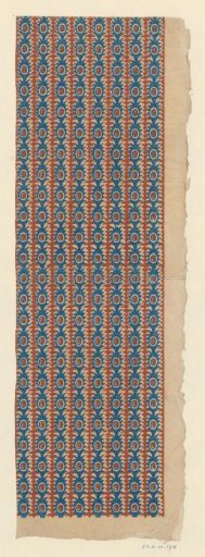 Sheet with a band pattern of scalloped bands with ovals