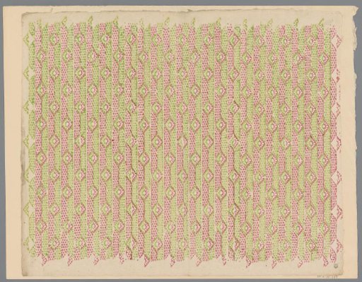 Sheet with a band pattern of diamonds and dots