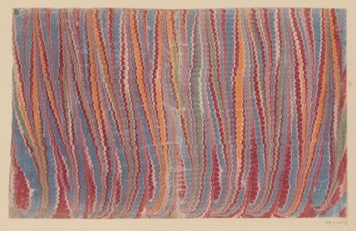 Comb marble in red, yellow, blue and green with gold on two sides