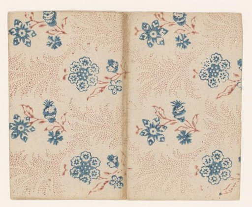 Sheet with scatter pattern of flowers between vines of dots