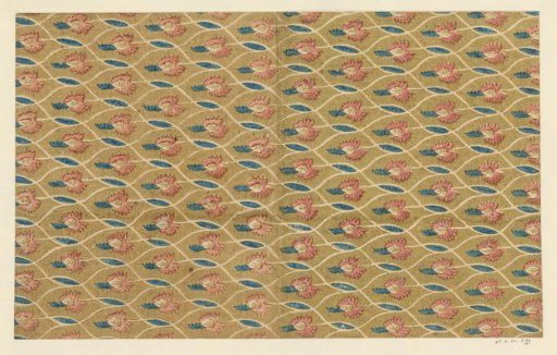Sheet with a cut-out motif with a flower and leaf between winding lines
