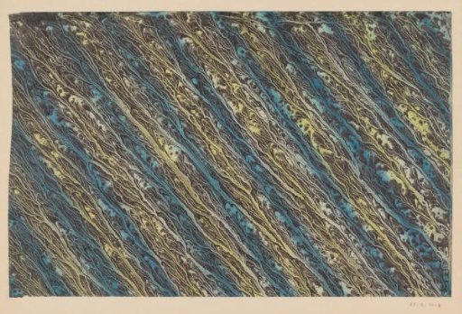 Striated Marble with Diagonal Bands in Yellow, Black and Blue