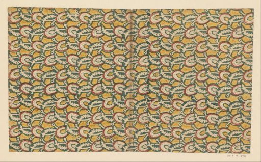 Sheet with a band pattern of cut-out leaf and oval motif