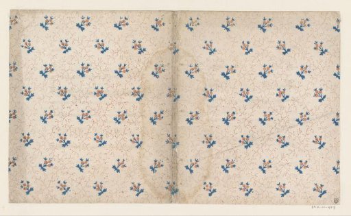 Sheet with a scattered pattern of flower with three small fruits