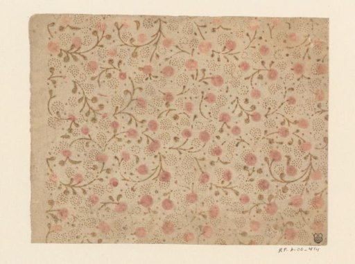 Sheet with a scattered pattern of vines with small fruits and dots