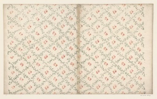 Sheet with diamond pattern of twigs with flower as field filling