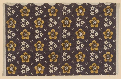 Sheet with alternating all-over pattern of reserved flowers