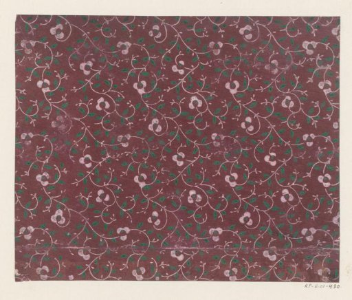Sheet with all-over pattern of scrolls with flowers and leaves